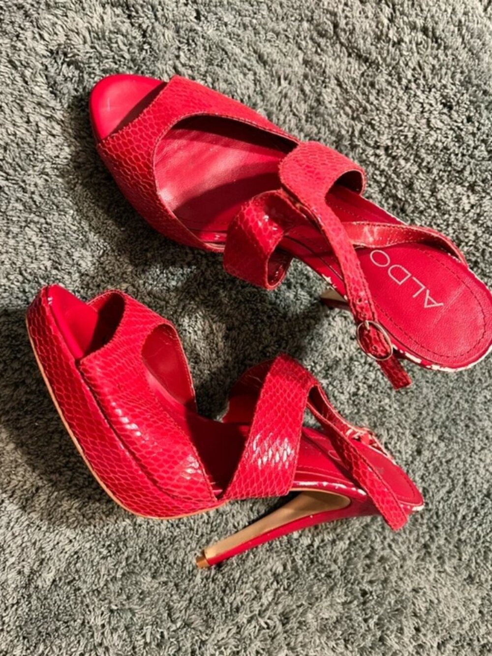 Red snakeskin heel
